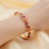 Exquisite Painting Enamel Flower Bangle Lightweight Metal Rhinestone Thin Bracelet  Beach Vacation