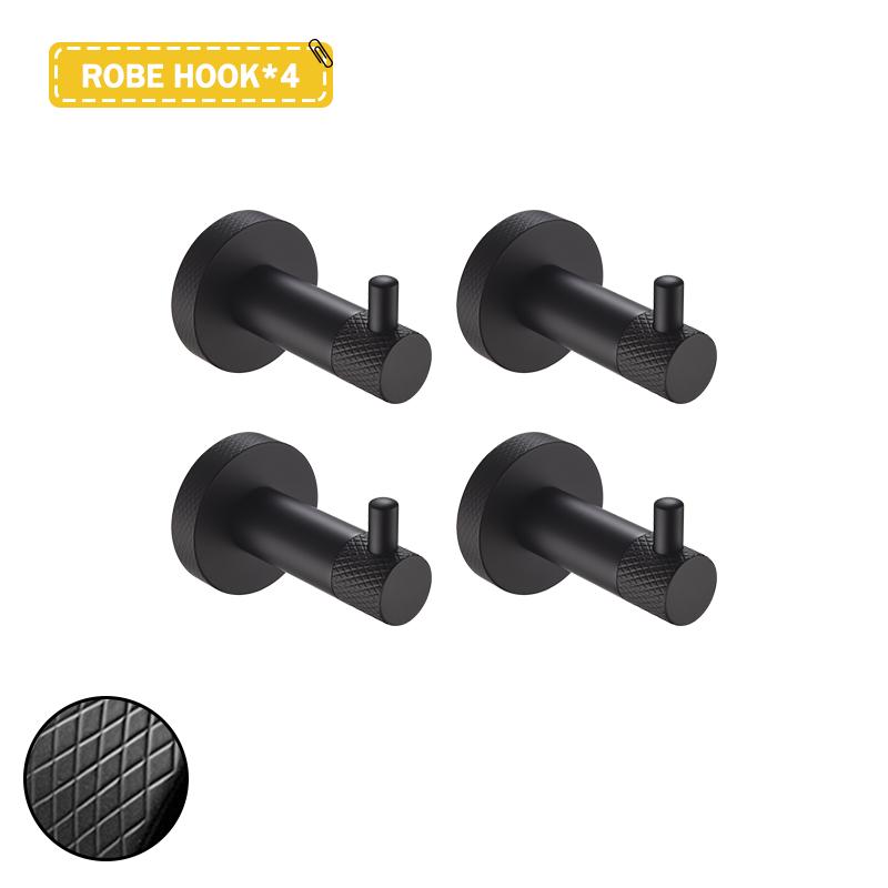 Матово-черный настенный держатель для полотенец из нержавеющей стали, крючок для халата, держатель для бумаги, держатель для туалетной щетки, аксессуары для ванной комнаты