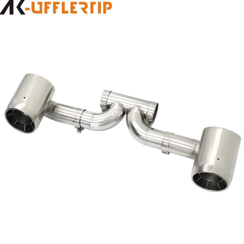 Porsche 718 GT4 Upgrade: Stainless Steel Dual Exhaust with Muffler & Black Tailpipe Tips