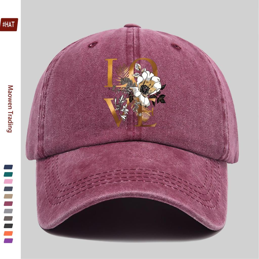 pc pcs Adjustable Trucker Baseball Cap with LOVE Print Watercolor Floral Design Lightweight Suitable for Men Women Mult