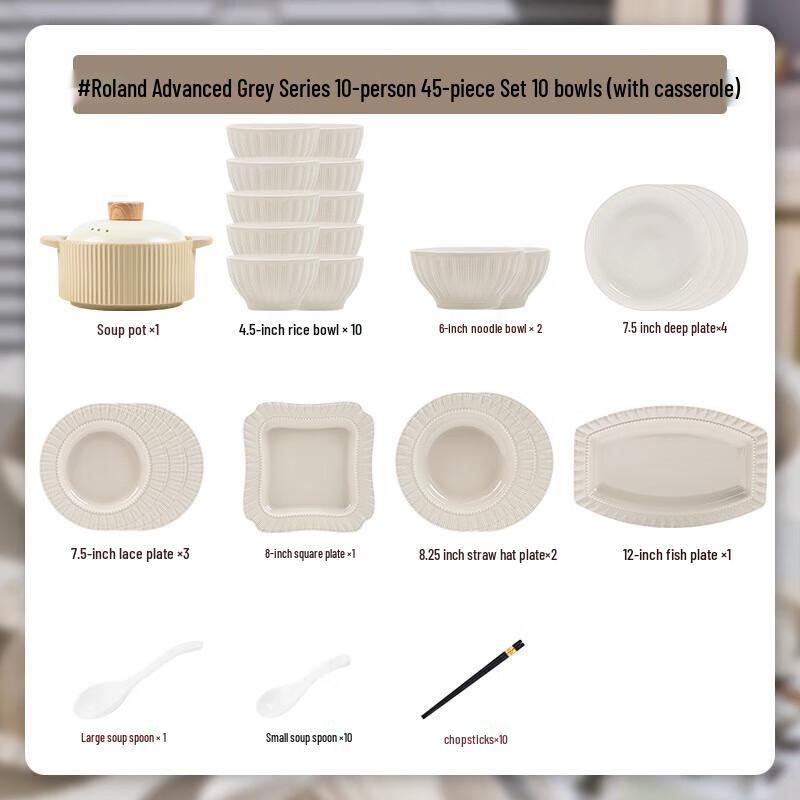 Moderanka 45-Piece Nordic Ceramic Dinnerware Set