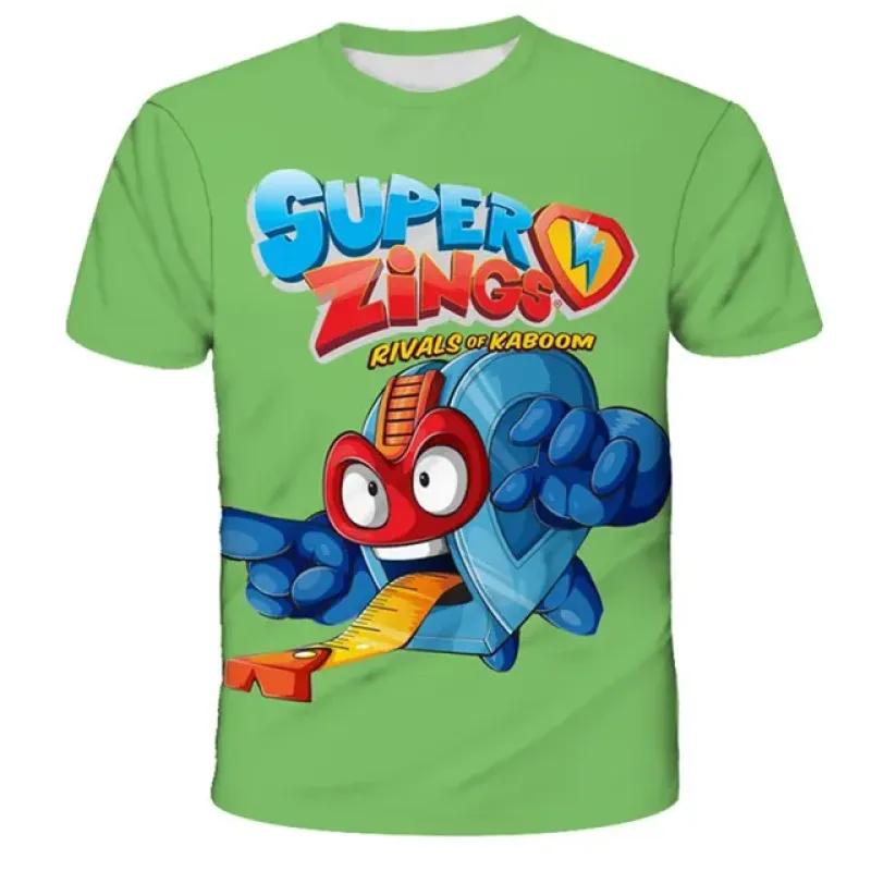 Футболка Super Zings, летняя детская футболка с принтом мультфильмов для мальчиков и девочек, модная повседневная верхняя одежда для старых детей
