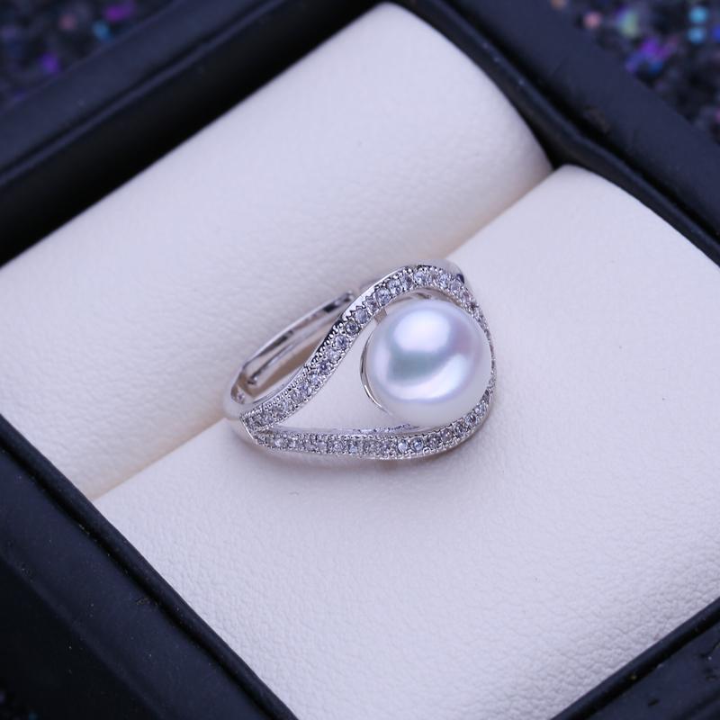 LSOOYH Natural Freshwater Pearl Rings For Women Trendy Silver Color Party Ring Jewelry Birthday Gifts