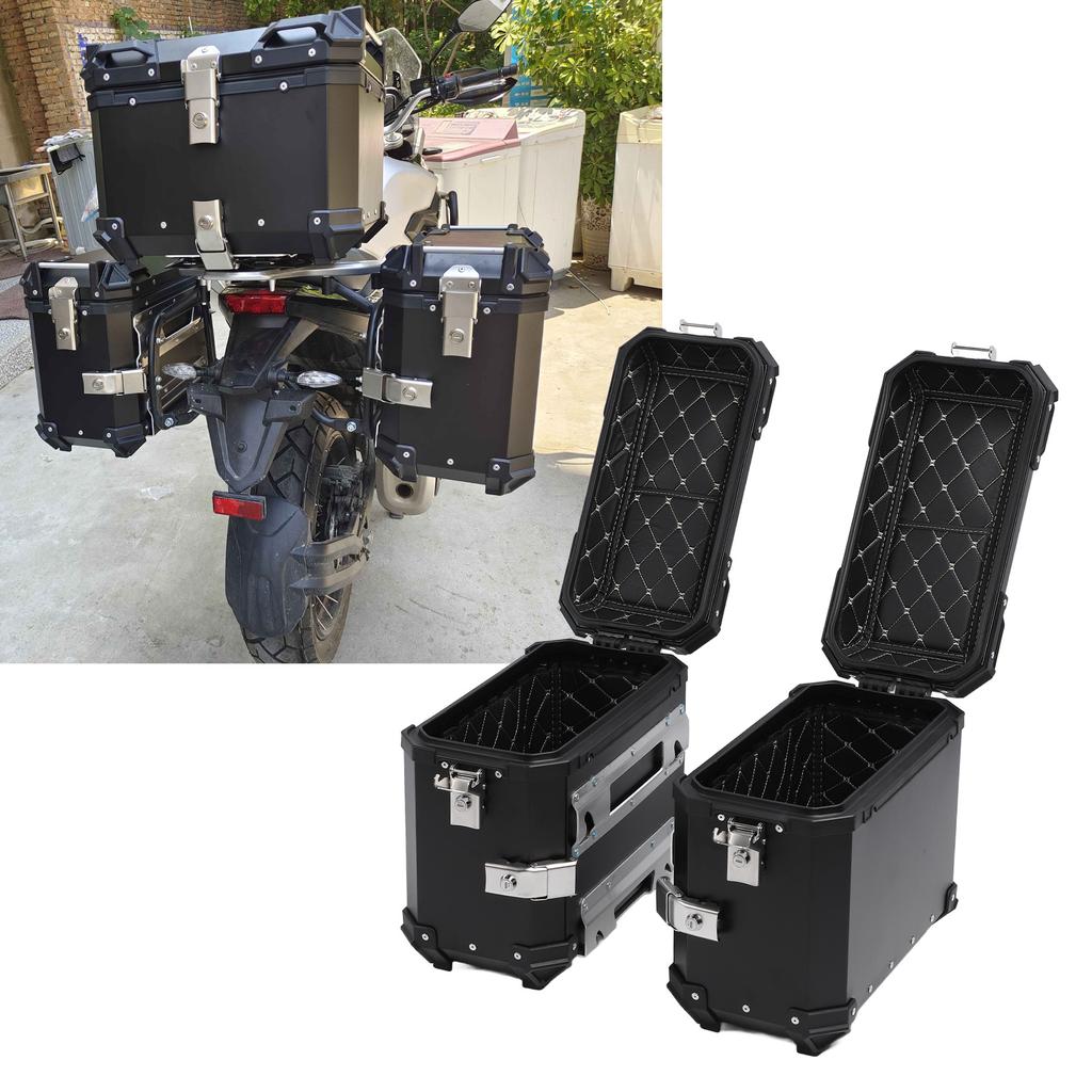 35L Motorcycle Side Case Aluminium Alloy Motorbike Hard Side Saddlebag Box with Lock Mounting Bracket for Riding Gear Helmet