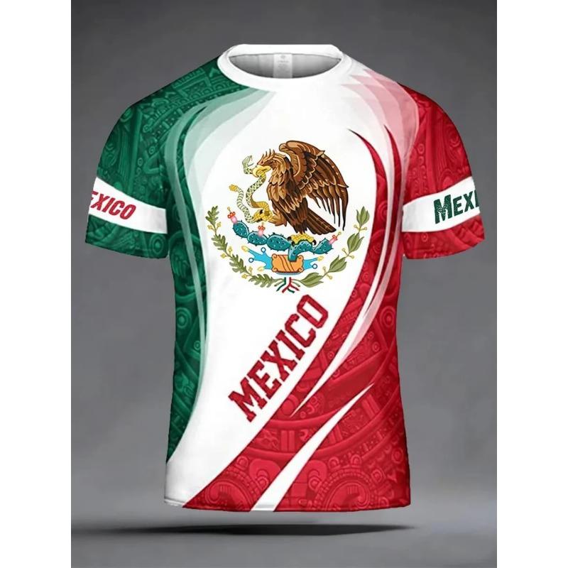 New Men Mexico National Soccer Jersey 3D  Print Quick Dry Football T Shirt  Sports Training Tee for Fan Match Daily Wear