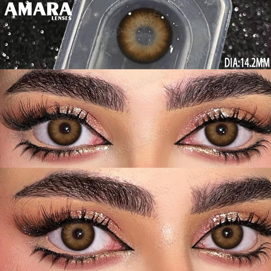 AMARA 1 пара цветных контактных линз для макияжа, синие зрачки, натуральные коричневые линзы, зеленый цвет, линза для глаз, косметические Colorcon