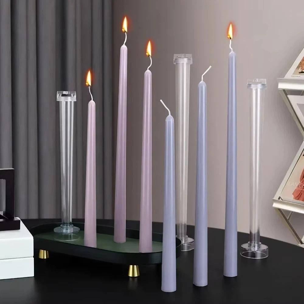 Пластиковая форма для длинной свечи DIY Поделка с основанием Форма для ароматерапевтической свечи Ручная работа Прозрачная коническая форма для свечи Декор для дома