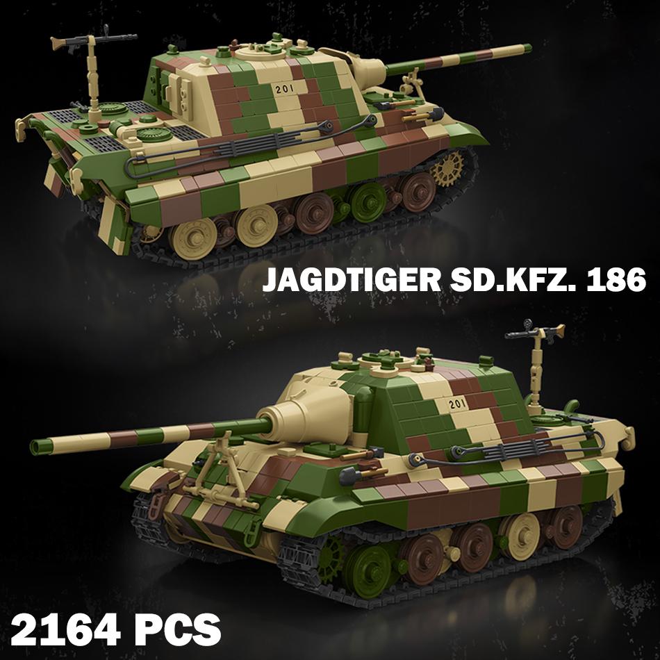 Военный Jagdtiger Sd.Kfz. 186 Тяжелый Танк-Истребитель Строительные Блоки Немецкий Танк Тигр II Бронированная Машина Кирпичи Игрушка Подарок