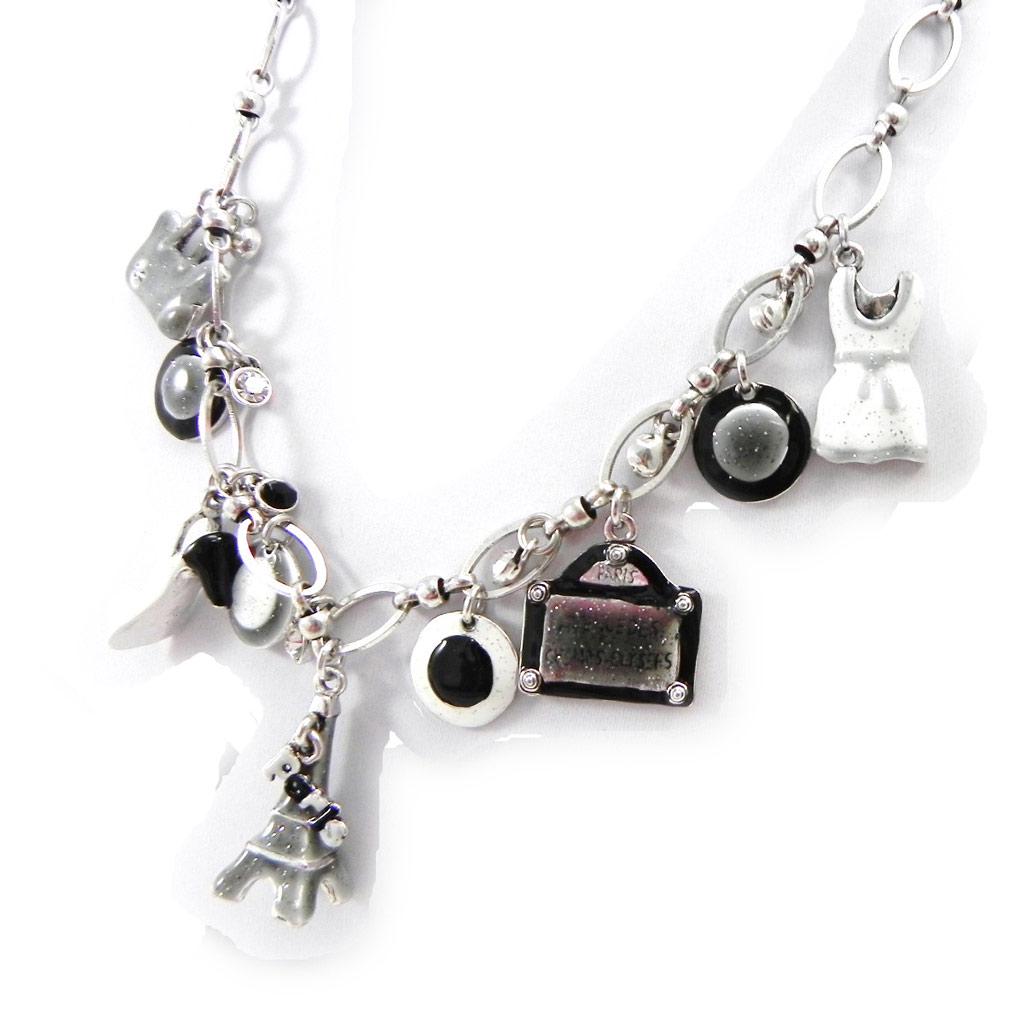 NOA [I2174] - Designer Necklace 'Paris' Black Gray
