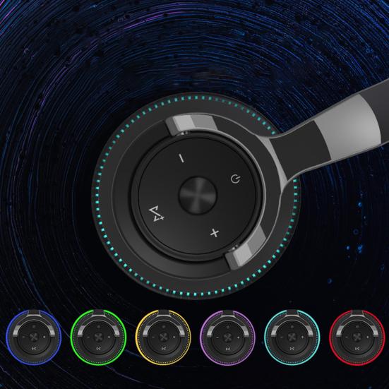 H2 Bluetooth-совместимые наушники 5.1 с цветной светодиодной подсветкой Портативная складная беспроводная гарнитура для игр