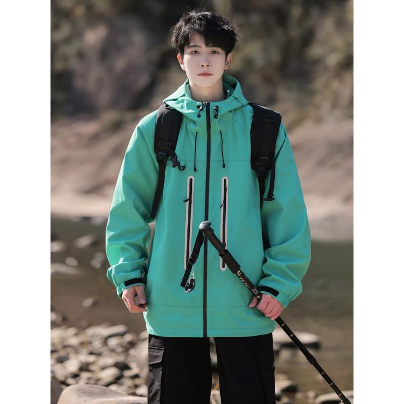 Mens Lightweight Hooded Outdoor Jacket Windproof Waterproof Breathable Casual Sport Coat Fall Hiking Running Travel