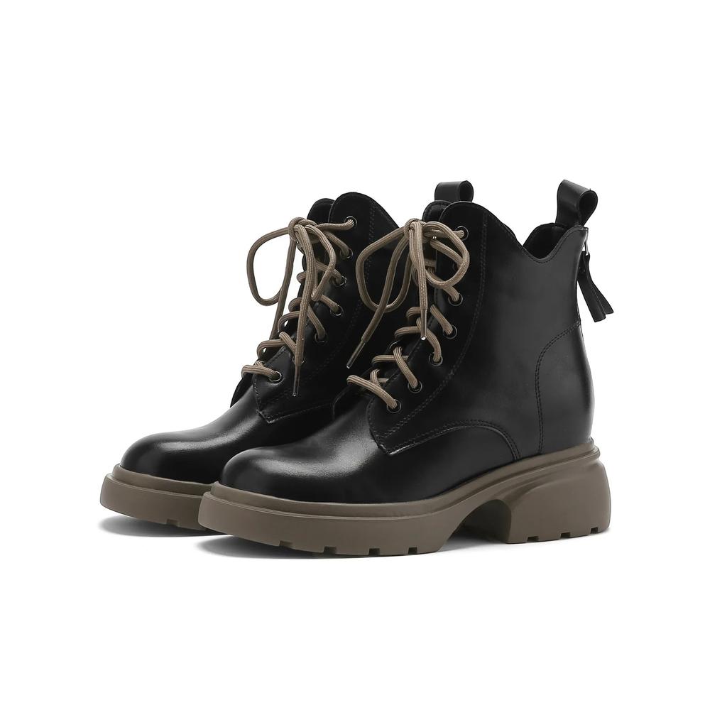 Женские ботинки из натуральной кожи Весна Осень Обувь на платформе для женщин Модные ботинки на шнуровке Европейская женская обувь Ботильоны для женщин