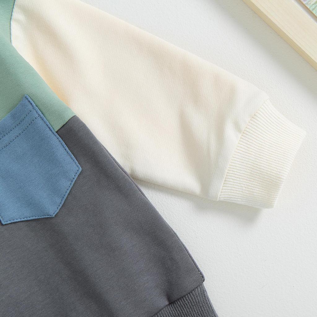 Одежда для маленьких мальчиков 3, 6, 9, 12, 18 месяцев, От 2 до 3 лет, штаны с капюшоном и цветными блоками, комплект осенне-зимней одежды