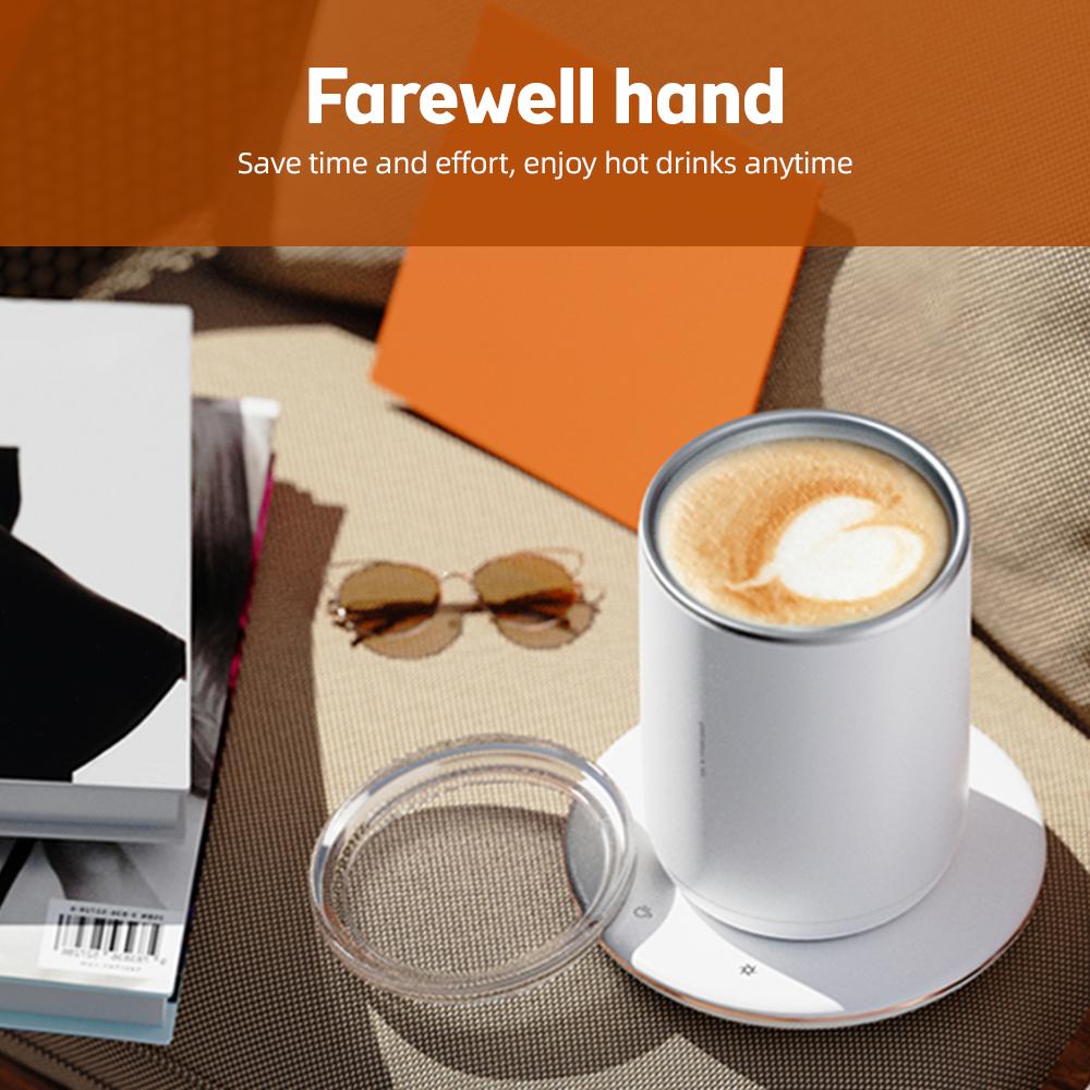 2 In 1 Self Stirring Coffee Mug 55 Celsius /131 Fahrenheit Constant Temperature Cup Warmer 10W Magnetic Self Stirring