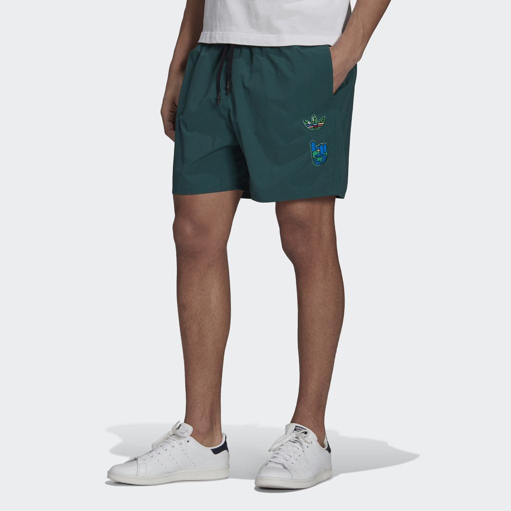 Adidas Originals Trefoil Artist Shorts With Solid Color Pockets And Drawstring Men Shorts Green HA4687