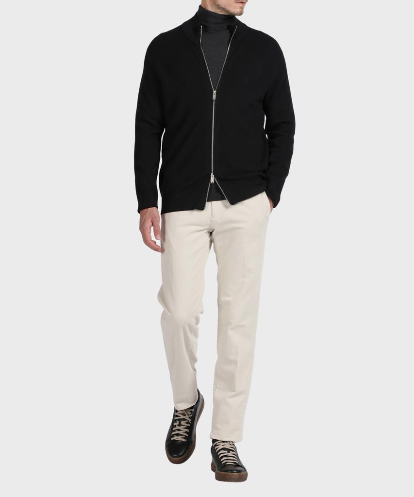 PANICALE Ivory Regular Slim Fit Textured Cotton Pants