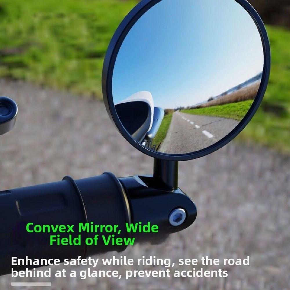 2Pcs Round Motorbike Handlebar Mirror Flat/Convex Handle Bar End Mirror  for 16-18mm ID Handle