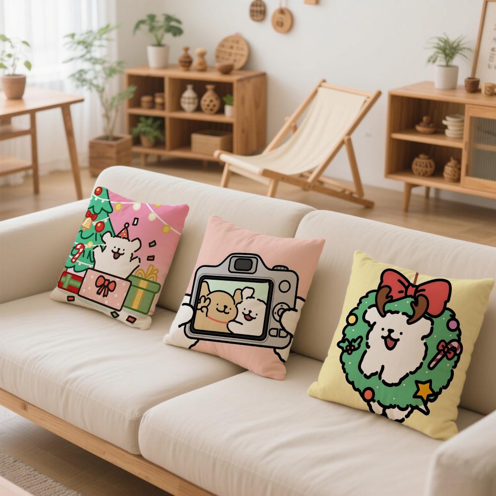 Cute L-Line P-Puppy Cushion Cover Comfortable Reversible Pillow Cover Ideal for Car Sofa Bedroom & Beyond