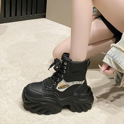 Женские зимние ботинки на плоской подошве, платформа, спортивные ботильоны до щиколотки, из искусственной кожи, на шнуровке, модная повседневная обувь для ходьбы, женские, новый тренд 2025, удобные ботинки