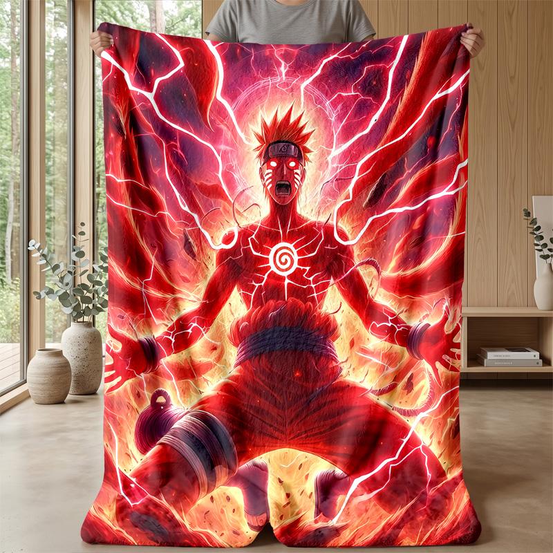 Naruto Uzumaki Printed Flannel Blanket Skin Friendly Warm Decorative Throw for Indoor Couch Bed Daily Use