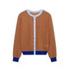 Women's 2025 Spring Color-Block Long-Sleeve Round Neck Cardigan Sweater