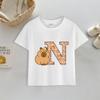 Dolphin letters A-Z cartoon print summer cute cartoon anime boys and girls Polyester round neck short sleeved T-shirt