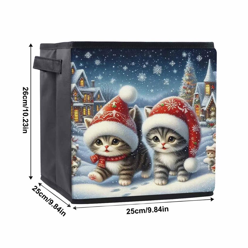 A Kitten Wearing A Hat 5D Diamond Painting Storage Basket Full Round Drill Mosaic Diamond Embroidery Cross Stitch Kits Home Decor Home Decor