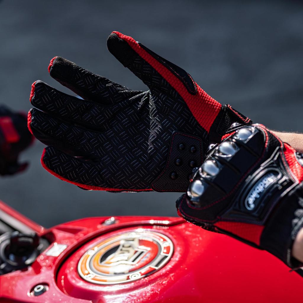 ILM, Motorbike Glove, Knuckle Guard, For Summer/Winter, Men's, Women's, red