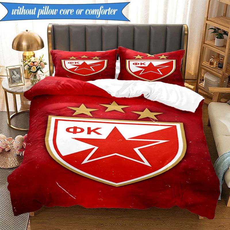 3PCS Crvena Zvezda Bedding Set 2D Printing (Includes 1 Duvet Cover + 2 Pillowcases Coreless), Bedroom decor,Fan gift