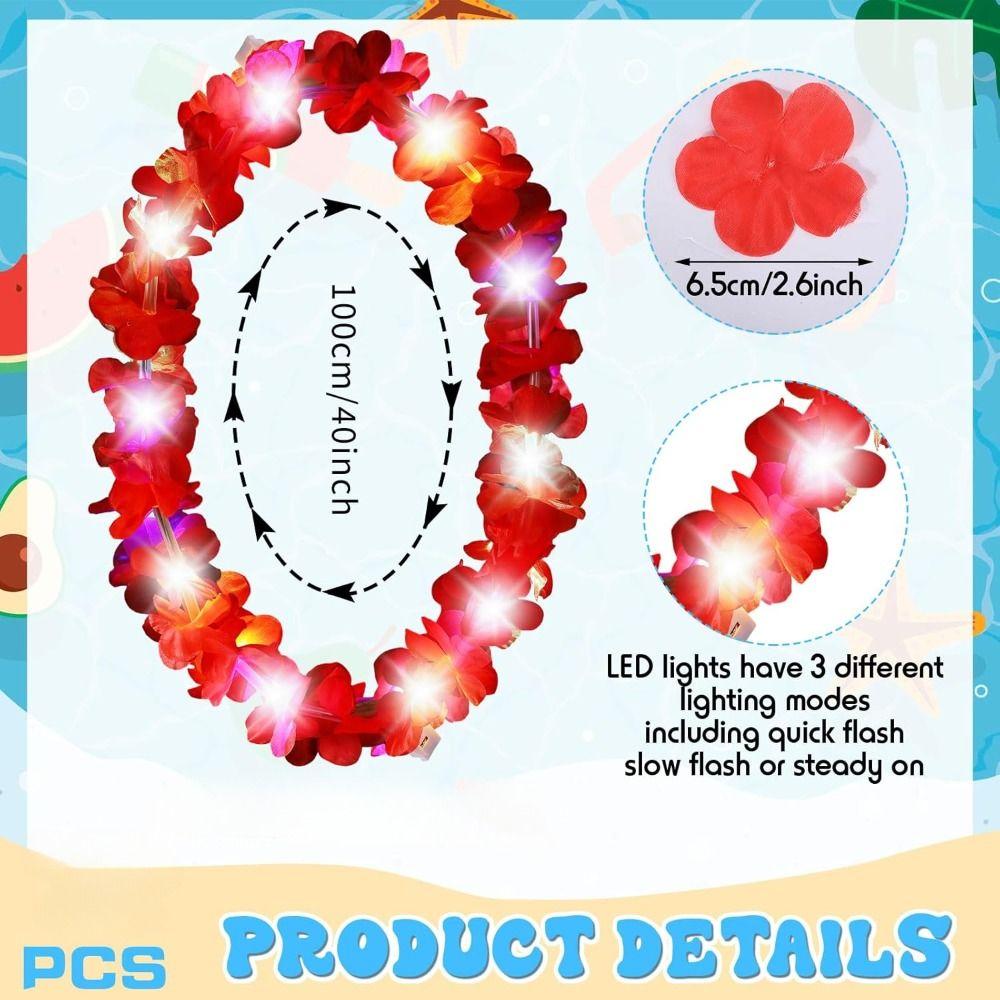 Silk Petal LED Hawaii Leis Beach Accessories Glow Necklace Light Up Lei Event Decoration