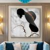 Abstract Lines Marble Pattern Decorative Canvas Painting of Women Waring Hats and Red Lips Posters and Prints Wall Art Cuadros
