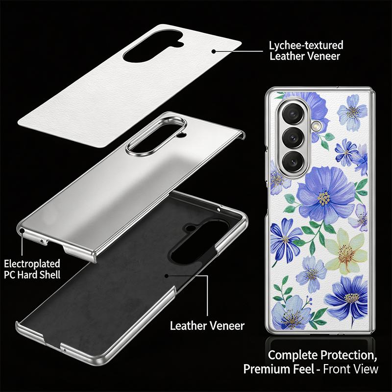 Ретро Листья Цветы Чехол Для Samsung Z Fold 8 Ultra 7 6 5 Гибридный 3-в-1 Кожаная Накладка С Покрытием Складной Чехол Для Телефона Для Galaxy Z Fold8 Fold7 Fold6