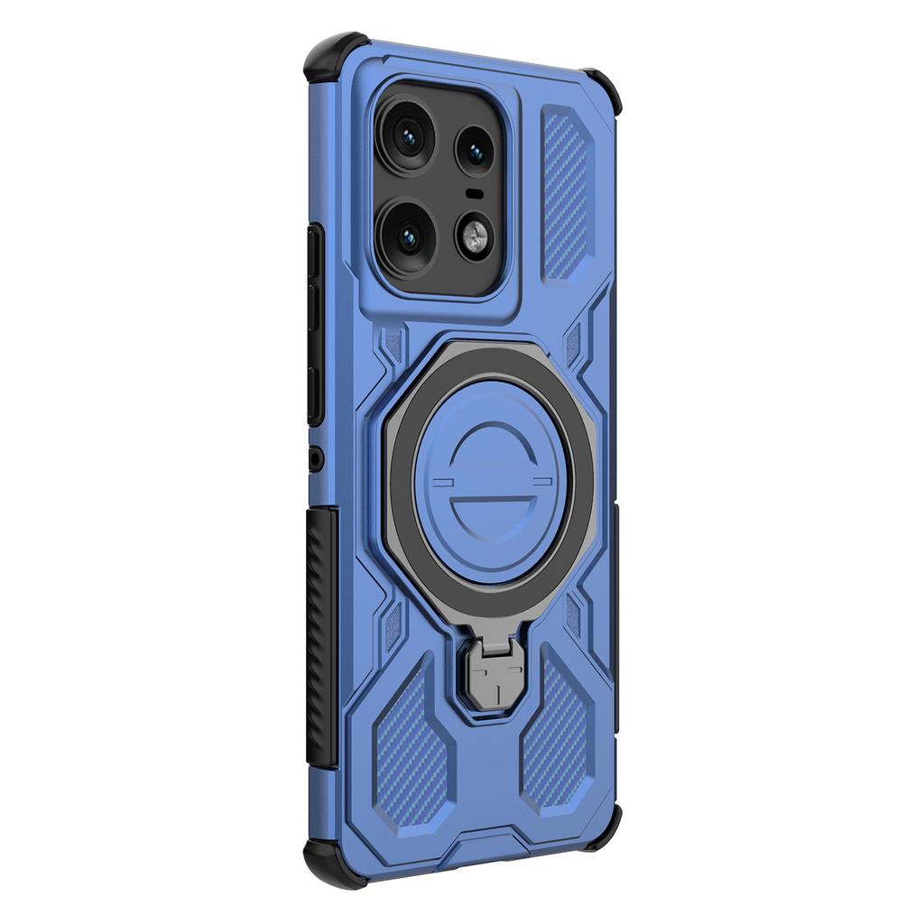 Магнитный чехол для Motorola Edge 50 Pro 5G, вращающаяся металлическая подставка, задняя крышка телефона из ПК+ТПУ