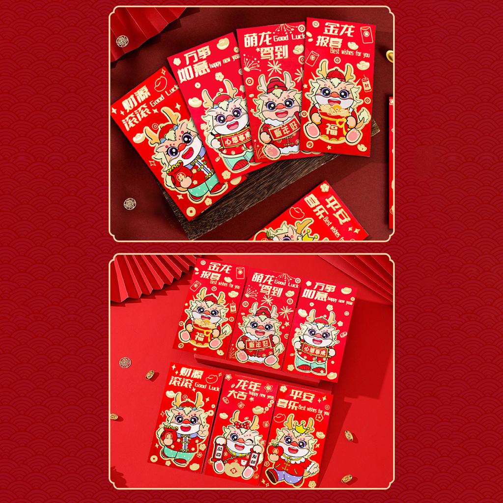6 упаковок/лот китайские красные конверты традиционные для лунного Нового года компактные и легкие премиум