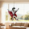 Dancing King Hanging Decoration Stained Glass Style Spinner Kinetic Acrylic Hanging Ornament for Window Porch Garden Artistic Housewarming Gift