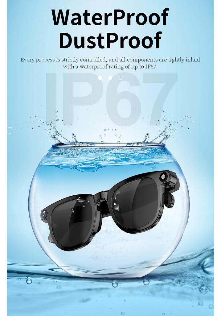 CY01 Smart Glasses: 800W Pixel Camera, AI Translation, Video/Meeting Recording, Object Recognition, Calls, Bluetooth Connectivity.