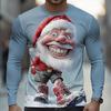 Christmas Men's 3D Printed Funny Santa Claus Long Sleeve T-Shirt O-Neck Autumn Winter Casual Comfortable T-shirt