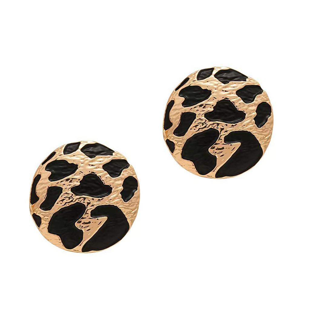 Leopard Print Round Earrings Alloy Sensitive Skin Friendly Earrings Jewelry Gift for Women Girls Dainty Accessories