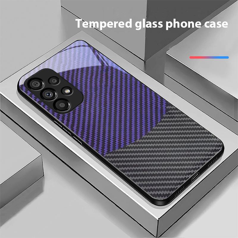 Двухцветные полосы для Samsung Galaxy S10 20 Plus 21 FE 22 23 24 FE 25 Ultra Черный Чехол для телефона из закаленного стекла Жесткий чехол