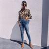 Женские модные повседневные блузки и рубашки-поло с леопардовым принтом и длинными рукавами