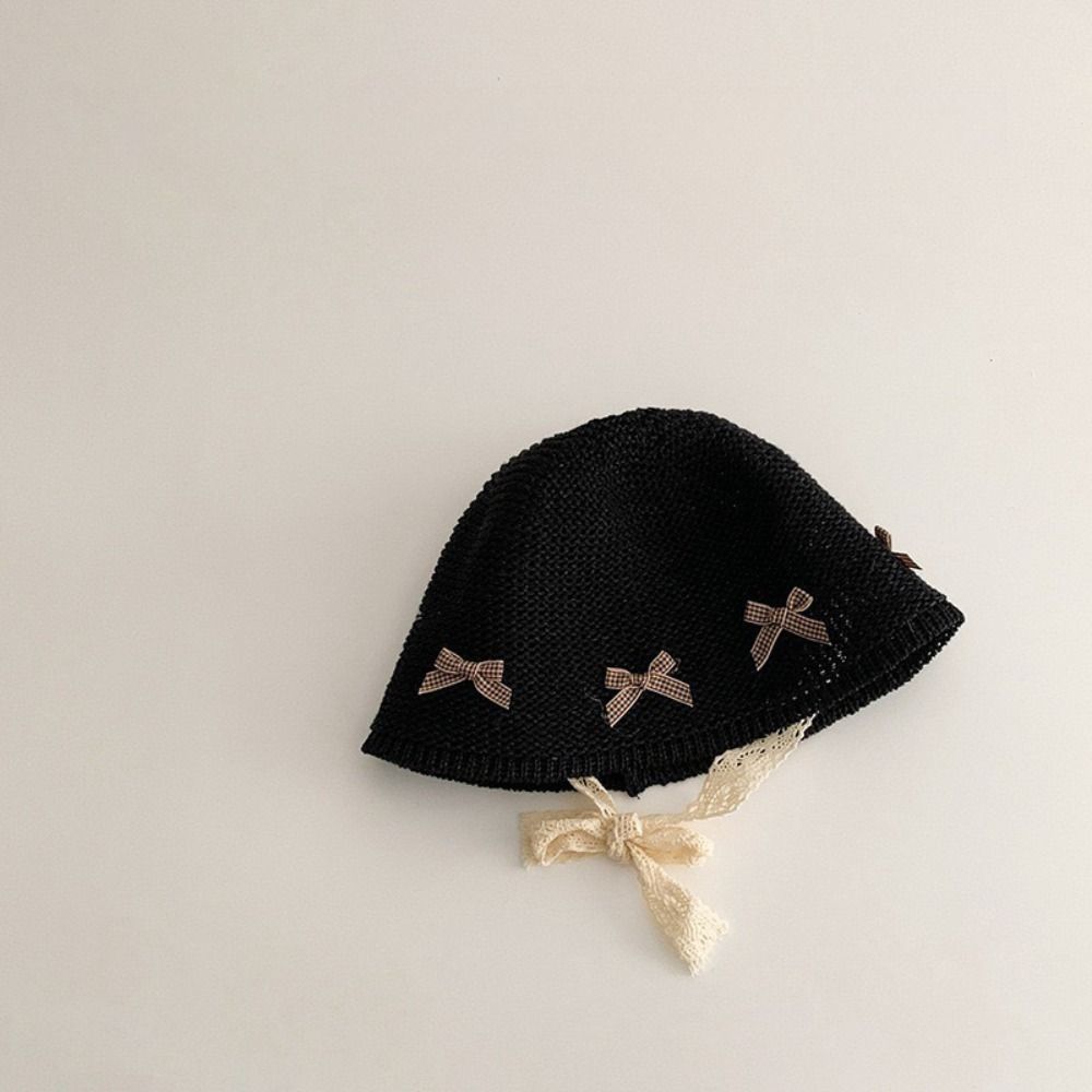 Beach Lace Straw Hat Bow Children Panama Caps Korean Baby Straw Hat  for Kids