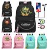 Anime Game Travel Backpack Printed Canvas Backpack Students Women Large Capacity Bookbag Usb Charging for Boy Girl School Bag Kids Gifts