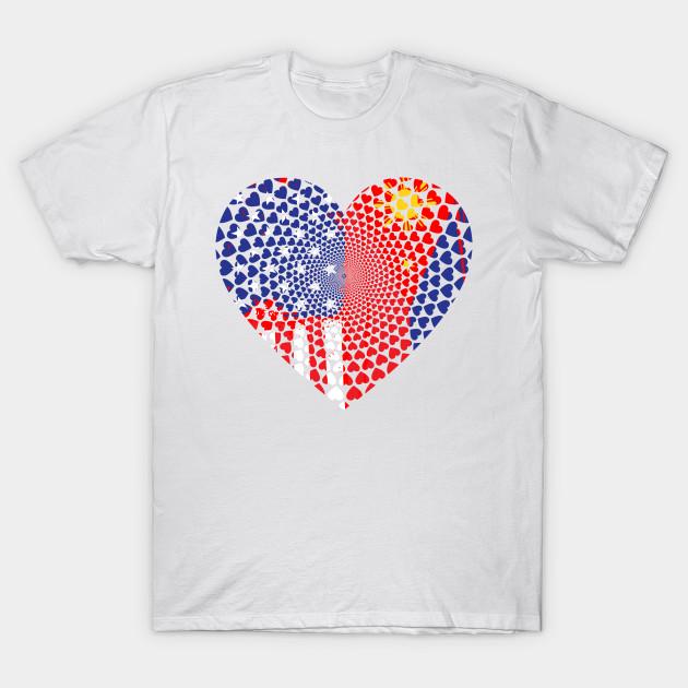 T Shirt Women Filipino American Flag Heart Harajuku Print Kawaii Tshirt Summer Short Sleeve Female T-Shirt Top Tee