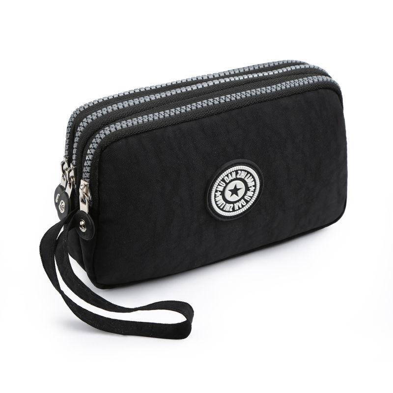 2023 Waterproof Women's Three-layer Zipper Coin Wallet Cosmetic Bag Canvas Women Purse Clutch Women's Purse Best Phone Wallet