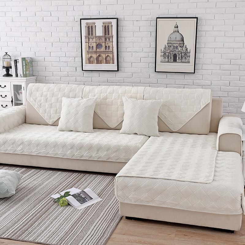 Всесезонная универсальная короткая плюшевая подушка для дивана, утолщенный нескользящий чехол, тканевая подушка, полный комплект, универсальный чехол для дивана с защитой от кошачьих царапин