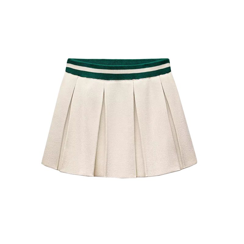 Spring New Women's Clothing Wide Pleated Knitting Mini Skirt 6771048 Eight-Strand Woven Lapel Knitwear 6771047