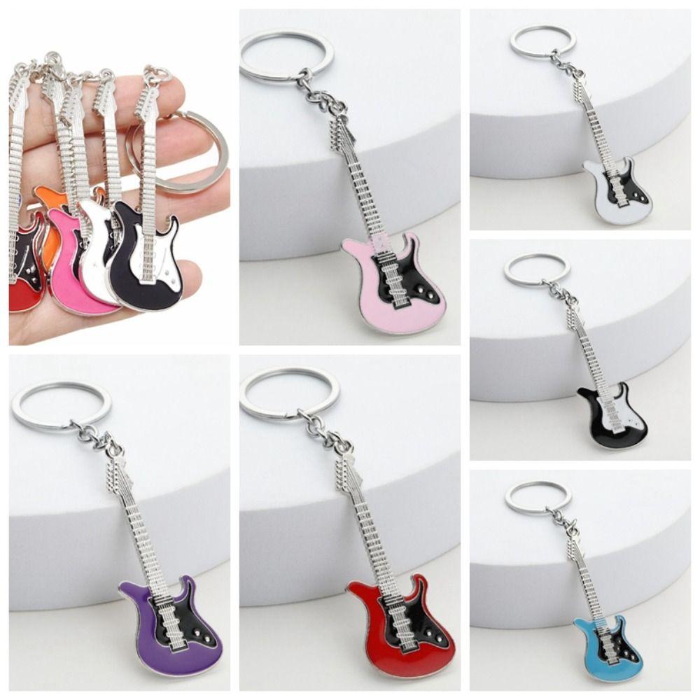 Musical Elements Bag Pendant Bass Car Key Ring Trendy Guitar Keychain  Couple