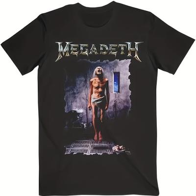 Megadeth Графическая футболка Хлопковая футболка с круглым вырезом и принтом хэви-метал группы Повседневная свободная посадка для взрослых 200 г