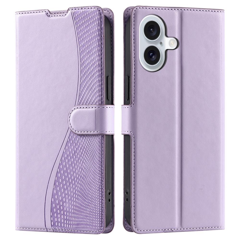For iPhone 16 Plus Case Dots Imprinted PU Leather Flip Phone Cover with Card Slot,Strap
