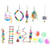 15 упаковок, игрушки-качалки для птиц, попугаи, жевательная подвесная игрушка с колокольчиками, лестничные бусины для кусания и игр